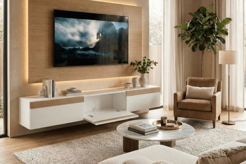 PURELINE LEDLİ DUVAR TV ÜNİTESİ, BEYAZ, 160 CM