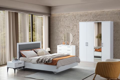 LİFE GARDIROP, BEYAZ, 4 KAPAKLI, ÇEKMECELİ