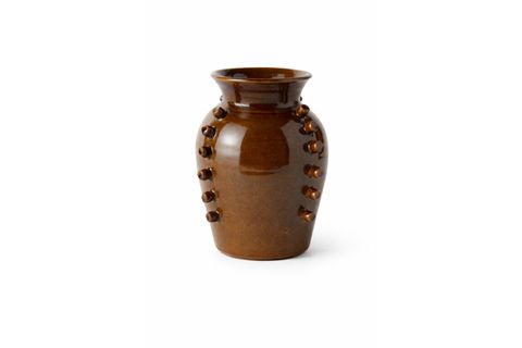 KAHVERENGİ ÇİVİ DESENLİ TERRACOTTA VAZO