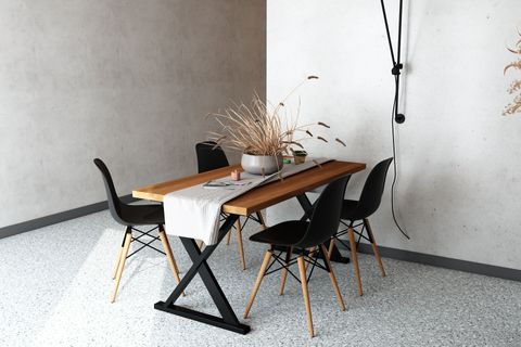 WOODESK DÜDEN MASİF SANDALYELİ MASA TAKIMI, TİK RENK, 140X70, CPT7449-140