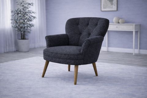 PUFY KOLLU TEKLİ BERJER, ANTRASİT, CEVİZ AYAK