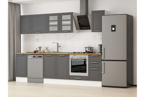 ALVİNKA 285X210 CM KLASİK MEBRAN MUTFAK DOLABI, M E80S45S40 3 MEBRAN ANTRASİT SUNTALAM