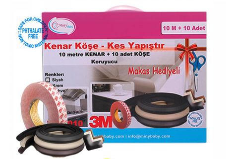 MİNY BABY 10 M KENAR, 10 ADET KÖŞE KORUYUCU SETİ, KREM