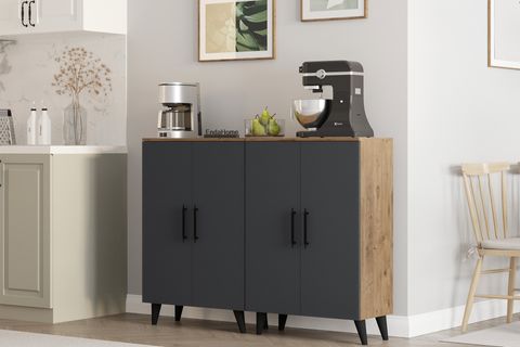 EREN ÇOK AMAÇLI DOLAP, ATLANTİK ÇAM ANTRASİT, 6 RAFLI