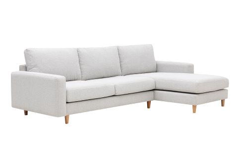 MERLİN MİNİ KÖŞE KOLTUK, NATUREL AYAK, İNCE KOL, RECYCLED KUMAŞ, AÇIK GRİ