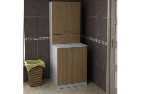 PALMİRO ÇAMAŞIR MAKİNASI DOLABI SET BEYAZ-TEAK