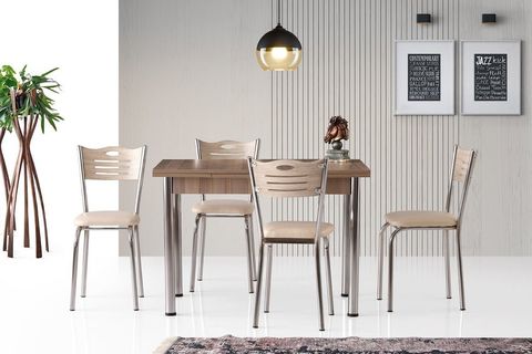 FLORENCE METAL AYAK DÖRT KİŞİLİK MUTFAK MASASI TAKIMI CORDOBA 110 CM