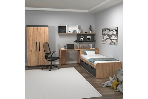 ARNETTİ AKSER GENÇ ODASI TAKIMI, ATLANTİK ÇAM ANTRASİT, 6 KAPAKLI