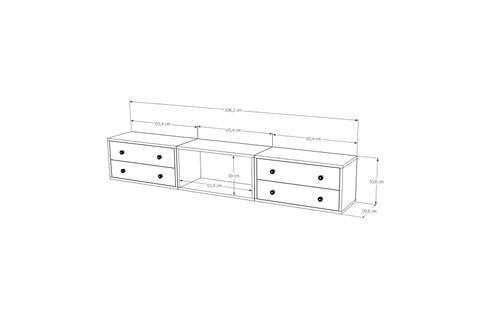 LERON 4 ÇEKMECELİ YÜZER TV ÜNİTESİ SİMETRİK AÇIK RAFLI MODERN SALON DOLABI MST TVT 1047