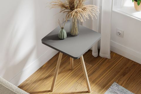 KOZİ KARE AHŞAP AYAKLI YAN SEHPA, ANTRASİT