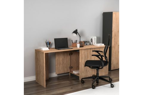 ARNETTİ AKSER DOLAPLI GENİŞ ÇALIŞMA BİLGİSAYAR MASASI ATLANTİK ÇAM ANTRASİT - AKSER