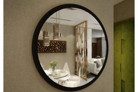 VİNDA LİNA YUVARLAK AYNA, SİYAH, 45X45