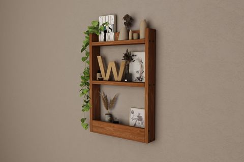 WOODESK ÇİÇEK MASİF AHŞAP DUVAR RAFI, MEŞE, CPT1199-80