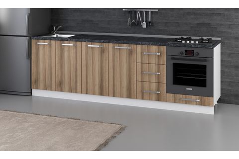 MİNAR 260 CM MUTFAK DOLABI BEYAZ DORE 260-D3-ALT MODÜL