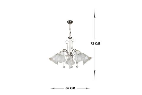 VENON AYDINLATMA LÜLE BEŞLİ CT AVİZE, KROM CAM SAVURMA