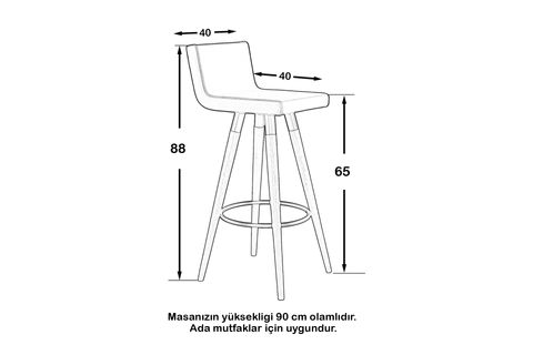 KOZZA HOME RETRO 221 BAR SANDALYESİ, 65CM