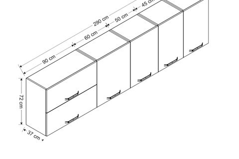 MİNAR 290 CM MUTFAK DOLABI BEYAZ 290-B1-ÜST MODÜL