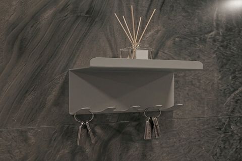GALVANİZ METAL ANAHTARLIK RAF, AÇIK GRİ, 20X10X10 CM