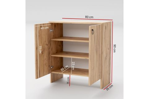 KABİ İKİ KAPAKLI ÇOK AMAÇLI DOLAP, ÇAM