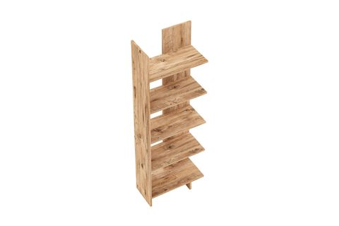 AURA ASİMETRİK KİTAPLIK, 5 RAFLI, ÇAM