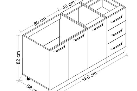MİNAR 160 CM MUTFAK DOLABI BEYAZ DORE 160-D1-ALT MODÜL