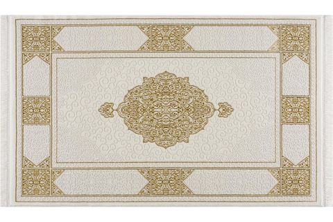 SADE GÖBEKLİ ÇERÇEVELİ KREM GOLD RENK MODERN OTURMA ODASI VE SALON HALISI 150X233