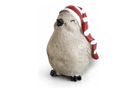 ÇOK RENKLİ NOEL ŞAPKALI KUŞ DEKORATİF OBJ