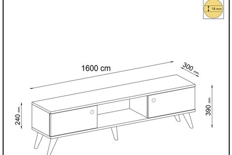 WOOD TV ÜNİTESİ, CEVİZ, 160 CM