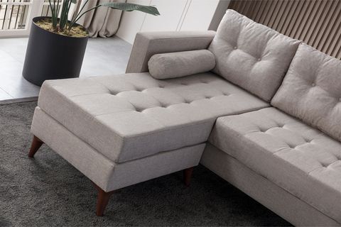 KRAFT MİNDERLİ KETEN KÖŞE KOLTUK, KREM