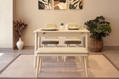 VİNA MİNİ AÇILIR MUTFAK MASA TAKIMI, SEDEF KREM KREM