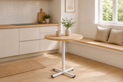 PAYAS METAL AYAK MUTFAK BAHÇE BALKON BİSTRO VE CAFE MASASI, 70X70 CM, NATUREL BEYAZ
