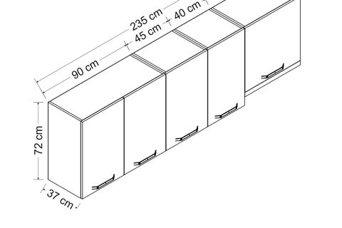 MİNAR 235 CM MUTFAK DOLABI BEYAZ 235-B4-ÜST MODÜL
