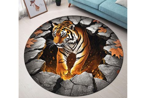 SAVAŞÇI KAPLAN BASKILI DOKUMA TABAN HALI, 550 YNG, 80X80 CM