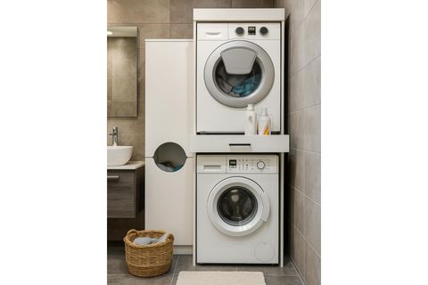 FİKA VERGA ÇAMAŞIR VE KURUTMA MAKİNESİ BANYO DOLABI, KİRLİ SEPETLİ, BEYAZ