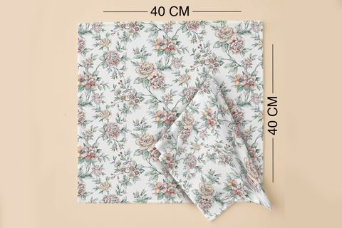 ROMANTİK ÇİÇEK PAMUKLU DÖRT ADET PEÇETE