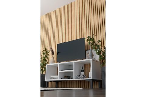 LİVA TV SEHPASI RAFLI BÖLMELİ, BEYAZ