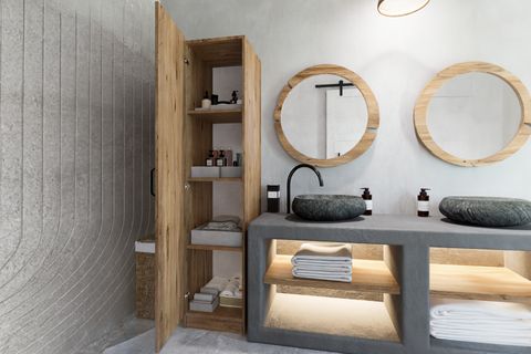 YAMAN KAPAKLI ÇOK AMAÇLI BANYO DOLABI VE ÇOK AMAÇLI DOLAP CEVİZ 180 CM