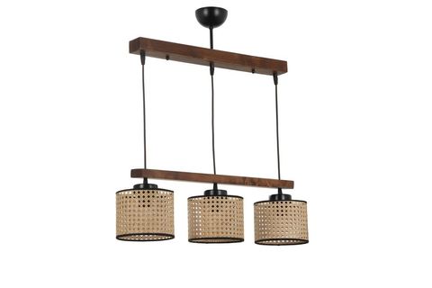 LUMEXX DAVİD ÜÇLÜ SIRALI CEVİZ RATTAN ABAJURLU SARKIT