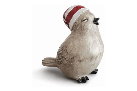 ÇOK RENKLİ NOEL ŞAPKALI KUŞ DEKORATİF OBJ