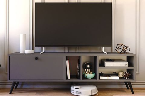 BUKA GENİŞ TEK KAPAKLI TV SEHPASI, ANTRASİT, 140 CM