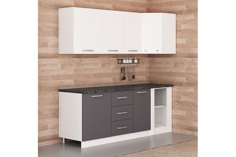 MİNAR 215CM KÖŞE MUTFAK DOLABI BEYAZ ANTRASİT K215A2