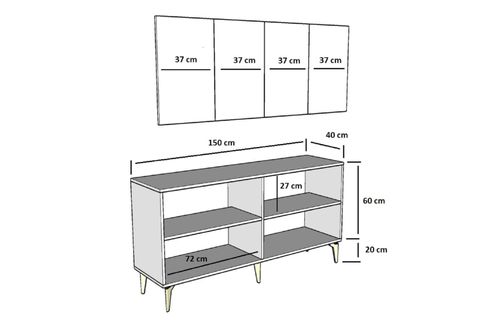 VANNESSA LAZER DESENLİ PLEKSİLİ KONSOL, BEYAZ GÜMÜŞ