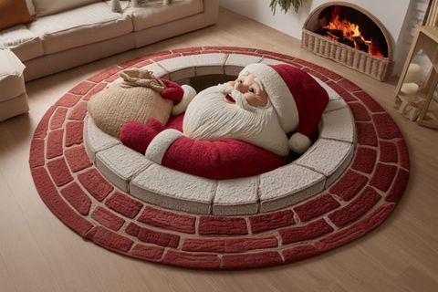 ÇUVALLI NOEL BABA YILBAŞI TEMALI HALI, 514 YNG 80X80CM