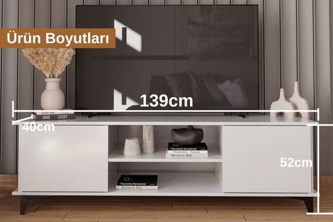 RUDA TV ÜNİTESİ, BEYAZ, 139 CM