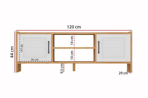 MOLDE RETRO VİNTAGE TARZ TV SEHPASI, BEYAZ KAPAKLI