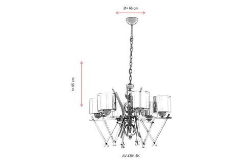 AVONNI AV 60289 6K KROM KAPLAMA MODERN AVİZE E27 METAL CAM 66 CM