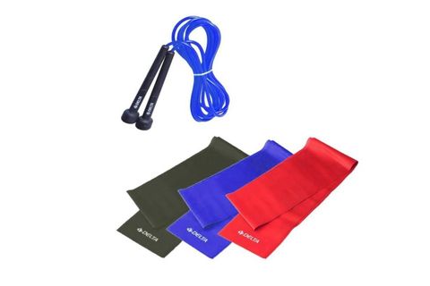 DELTA 120 7,5 CM ÜÇLÜ PİLATES BANDI LASTİĞİ ATLAMA İPİ DÖRTLÜ SET 5