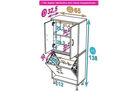 İLKİM ALT MODÜL SEPET ÜST MODÜL KAPAKLI BANYO DOLABI, 65 CM