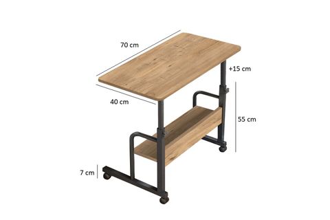 YÜKSEKLİK AYARLI RAFLI KAHVALTI SEHPASI, ÇAM, 70X40