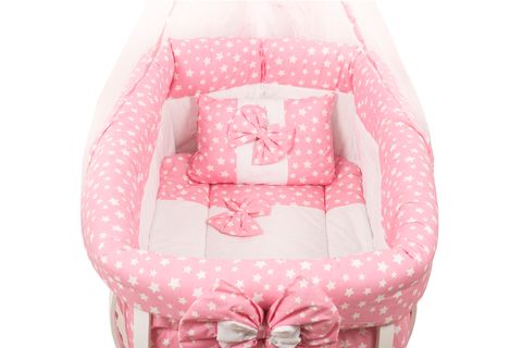 FİYONKLU YILDIZLI SALLANIR SEPET BEŞİK, PEMBE, 60X90